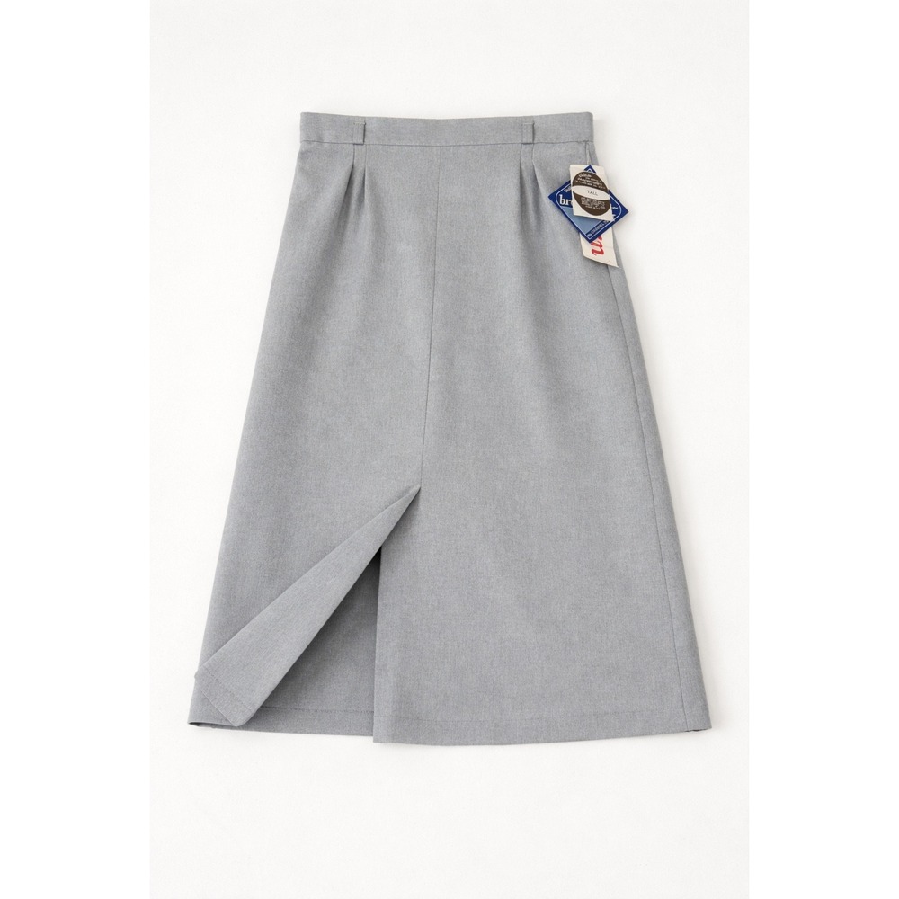 Vtg Today's Dacron Front Slit Gray Pleated Midi Skirt Tall Size 11/12 NWT Med Sm